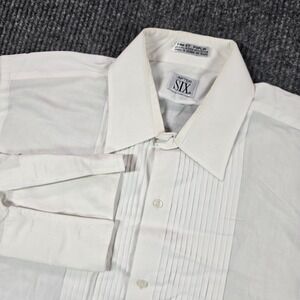After Six Dress Shirt Mens 16 35 White Pleated Tuxedo French Cuff Long Sleeve